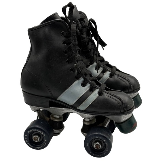 Vintage Roller Derby 360 Quad Roller Skates Silver Stripe Urethane Wheel Kids 1 - Picture 1 of 9
